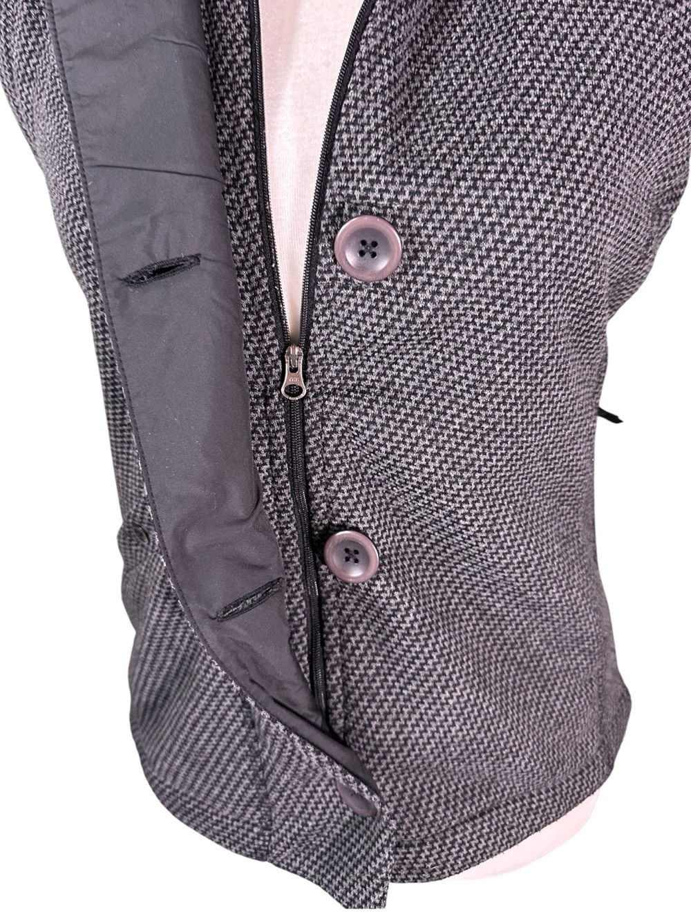 Royal Robbins Gray Tweed Fleeced Button Front Vest High Collar Small - Picture 2 of 10